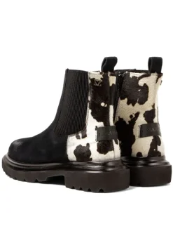 Leder-Boots in Schwarz/ Weiß