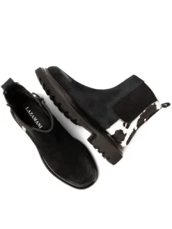 Leder-Boots in Schwarz/ Weiß