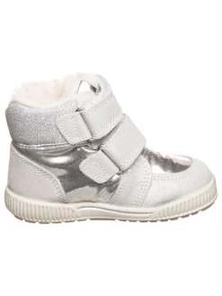 Leder-Boots in Weiß/ Silber