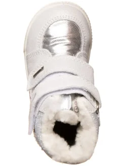 Leder-Boots in Weiß/ Silber