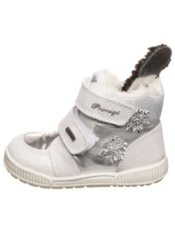 Leder-Boots in Weiß/ Silber