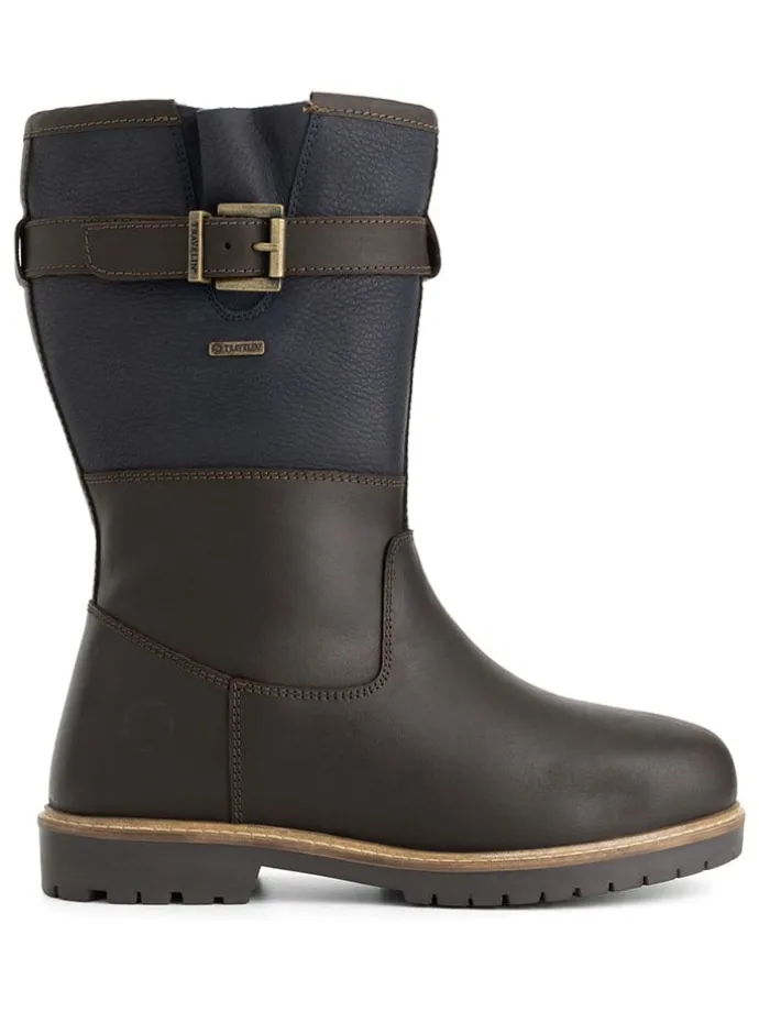 Leder-Boots "Landvik" in Dunkelblau/ Braun