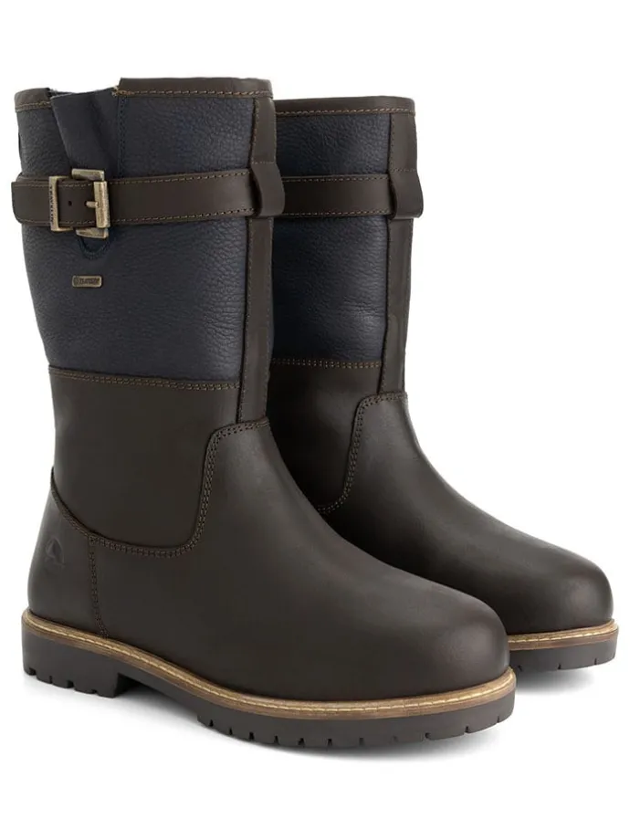 Leder-Boots "Landvik" in Dunkelblau/ Braun