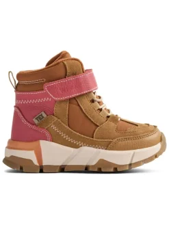 Leder-Boots "Muni Tex" in Hellbraun/ Pink