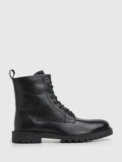 Leder-Boots "Trucker" in Schwarz