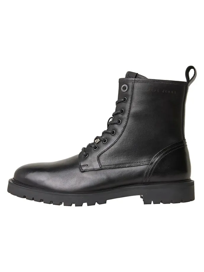 Leder-Boots "Trucker" in Schwarz