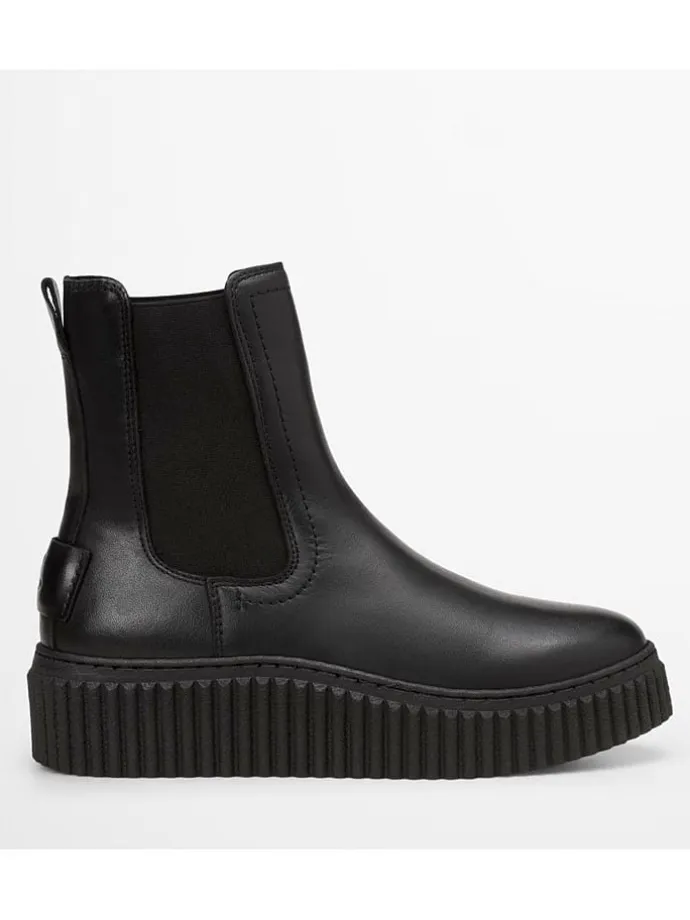 Leder-Chelsea-Boots "Bianca" in Schwarz