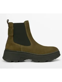 Leder-Chelsea-Boots "Elisa" in Khaki