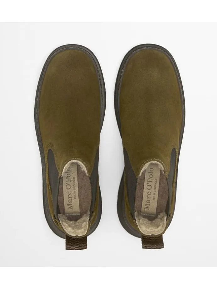 Leder-Chelsea-Boots "Elisa" in Khaki