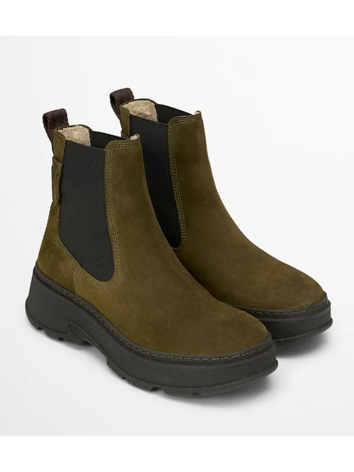 Leder-Chelsea-Boots "Elisa" in Khaki