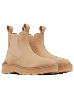 Leder-Chelsea-Boots "Hi-Line" in Beige