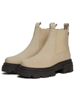 Leder-Chelsea-Boots in Beige