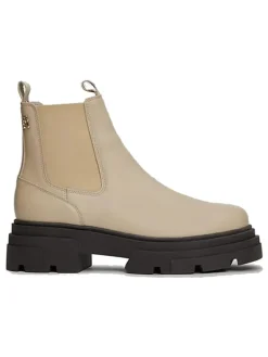 Leder-Chelsea-Boots in Beige