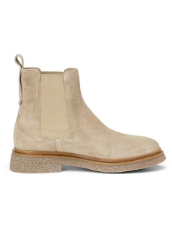 Leder-Chelsea-Boots in Beige