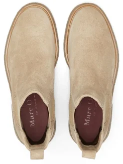 Leder-Chelsea-Boots in Beige