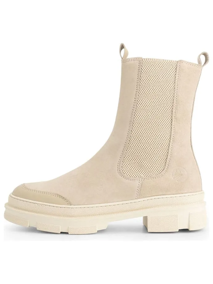 Leder-Chelsea-Boots in Beige