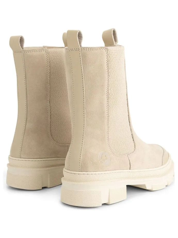 Leder-Chelsea-Boots in Beige