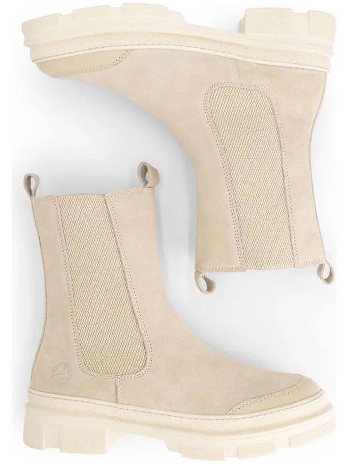 Leder-Chelsea-Boots in Beige