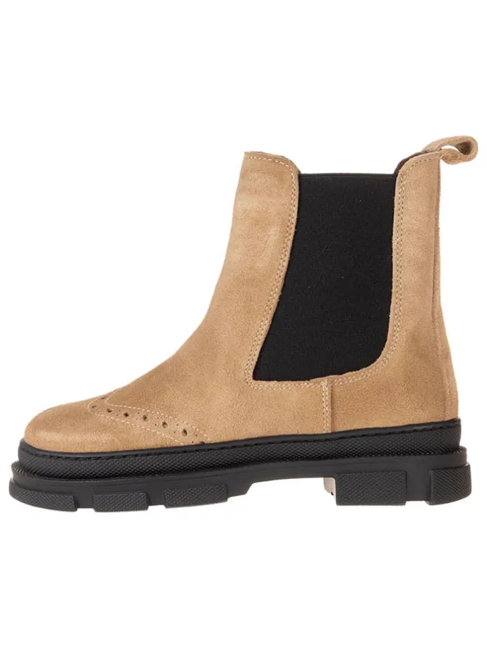 Leder-Chelsea-Boots in Beige
