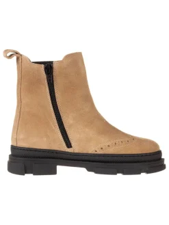Leder-Chelsea-Boots in Beige