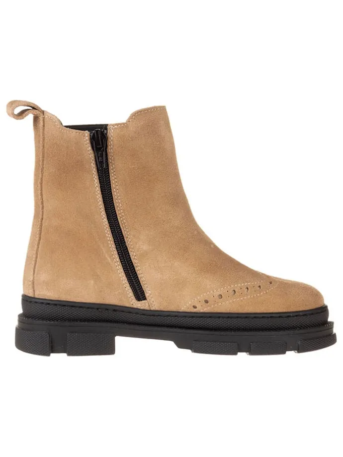 Leder-Chelsea-Boots in Beige