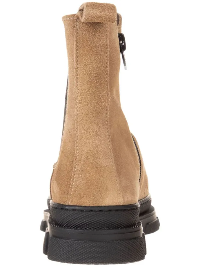 Leder-Chelsea-Boots in Beige