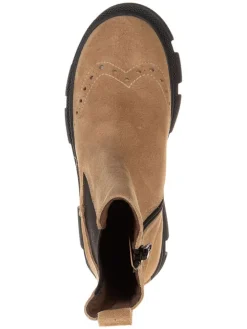 Leder-Chelsea-Boots in Beige