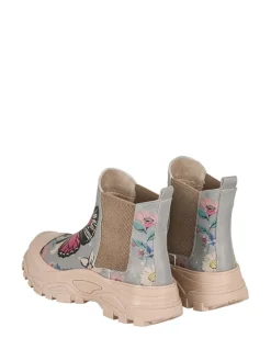 Leder-Chelsea-Boots in Beige/ Hellbalu/ Bunt