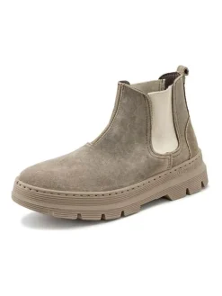 Leder-Chelsea-Boots in Beige