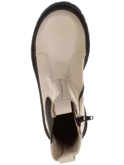 Leder-Chelsea-Boots in Creme