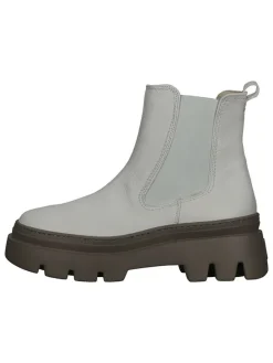 Leder-Chelsea-Boots in Creme/ Taupe