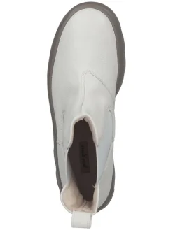 Leder-Chelsea-Boots in Creme/ Taupe