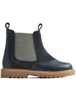 Leder-Chelsea-Boots in Dunkelblau