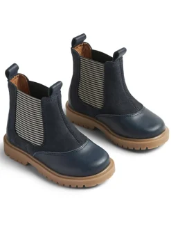 Leder-Chelsea-Boots in Dunkelblau