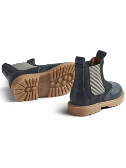 Leder-Chelsea-Boots in Dunkelblau