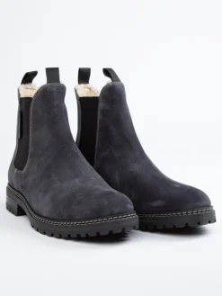Leder-Chelsea-Boots in Dunkelblau