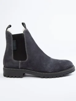 Leder-Chelsea-Boots in Dunkelblau