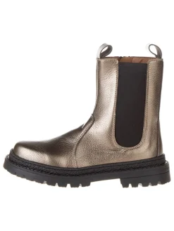 Leder-Chelsea-Boots in Gold
