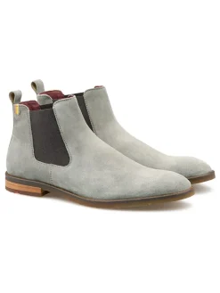 Leder-Chelsea-Boots in Grau