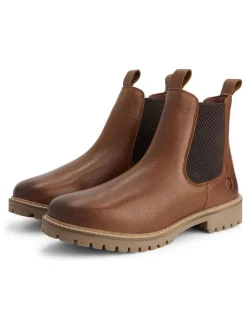 Leder-Chelsea-Boots in Hellbraun
