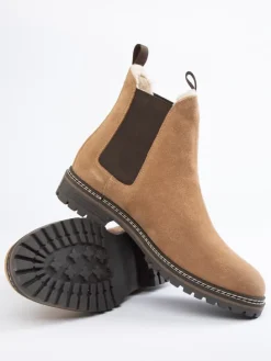 Leder-Chelsea-Boots in Hellbraun