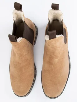 Leder-Chelsea-Boots in Hellbraun