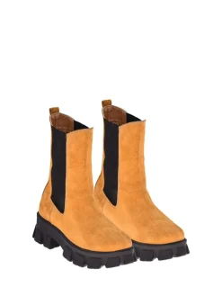 Leder-Chelsea-Boots in Hellbraun