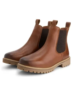 Leder-Chelsea-Boots in Hellbraun