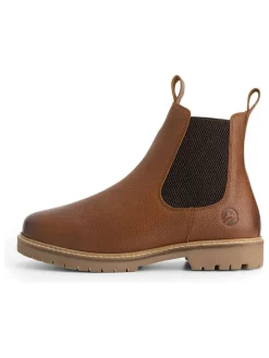 Leder-Chelsea-Boots in Hellbraun
