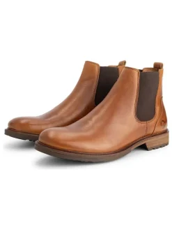 Leder-Chelsea-Boots in Hellbraun