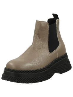 Leder-Chelsea-Boots in Hellbraun/ Schwarz