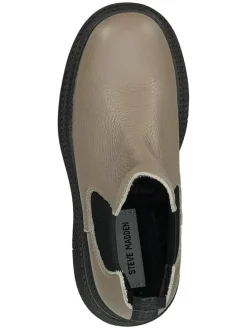 Leder-Chelsea-Boots in Hellbraun/ Schwarz