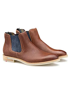 Leder-Chelsea-Boots in Hellbraun