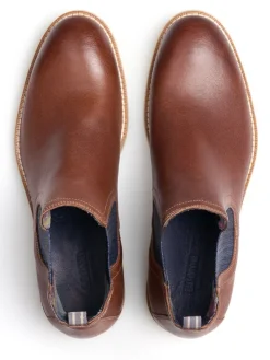 Leder-Chelsea-Boots in Hellbraun